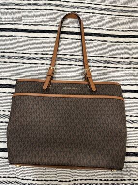 Michael Kors Brown and Tan Monogram Tote